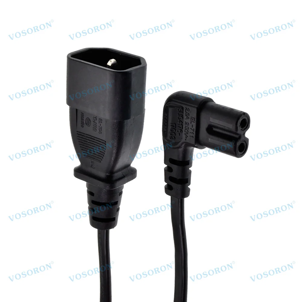 IEC 320 C14 Male to Right Angle C7 Female Power Supply Extension Cord IEC 320 3 pin to Figure 8 AC Power Conversion Cable