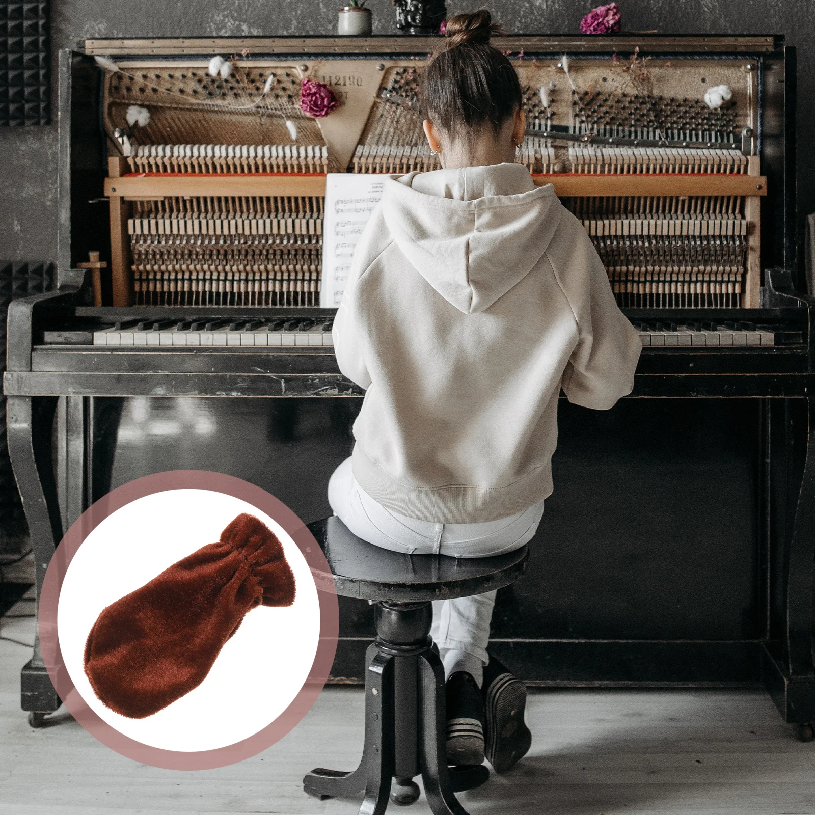 

3Pcs Lint Piano Pedal Protectors Beige Highquality Material Keeps Pedals Clean Longlasting Use Lint Piano Pedal Protectors