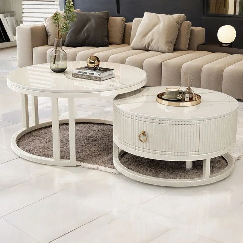 

Round rock slab coffee table, new small apartment, simple household