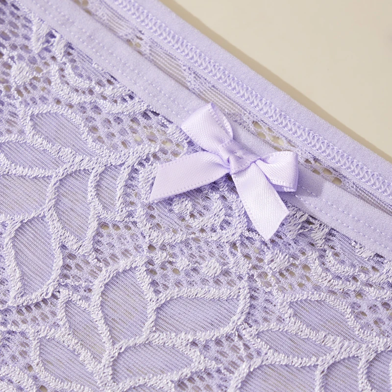 3PCS Women's Lace Panties Floral Series Bow-Tie Thongs New Arrival, Versatile Comfortable and Breathable