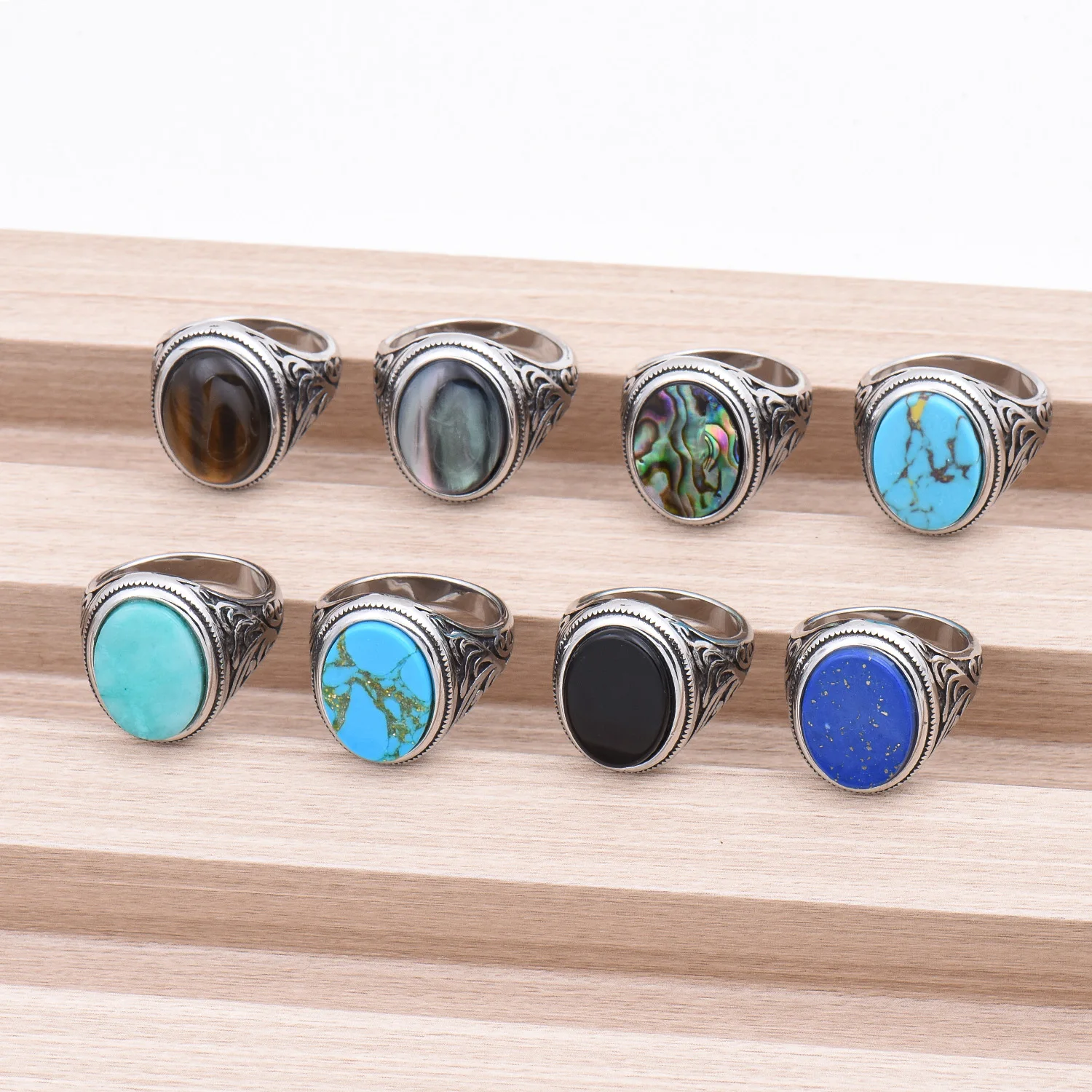 Men's 316LStainless Steel High Quality Onyx Rings Classic Trend Jewelry - view 2