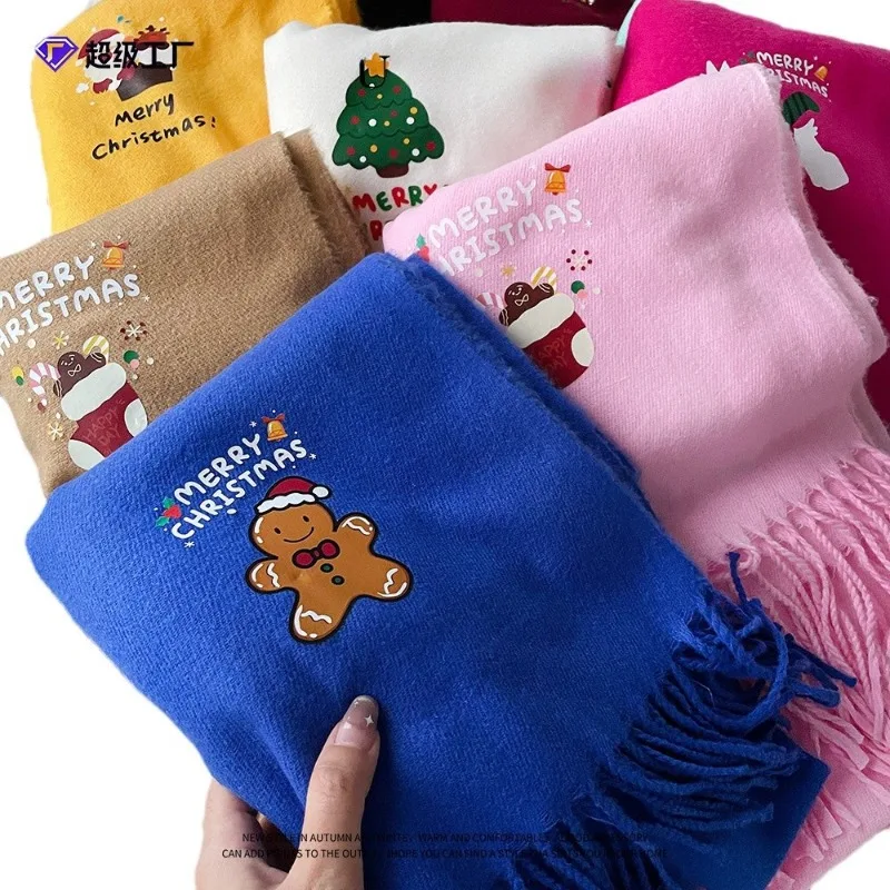 Winter Warm Scarf for Women Men Christmas Animals and plants Scarves Fashion Versatile Woolen Shawl Girls Christmas Present