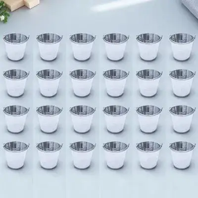 

24pcs Tinplate Buckets Mini Metal Flower Planters Hanging Wall Mountable Garden Decorative Tin Flower Pots For Wedding Party