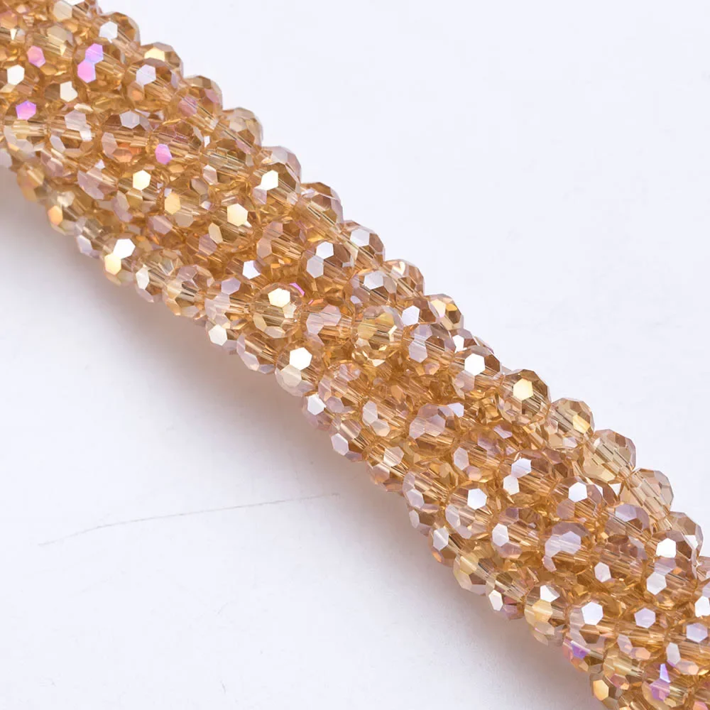 3 4 6 8mm AB color Round Crystal Beads Faceted Transparent Glass Bead Loose Spacer Bead for Jewerly Making DIY Bracelet Necklace