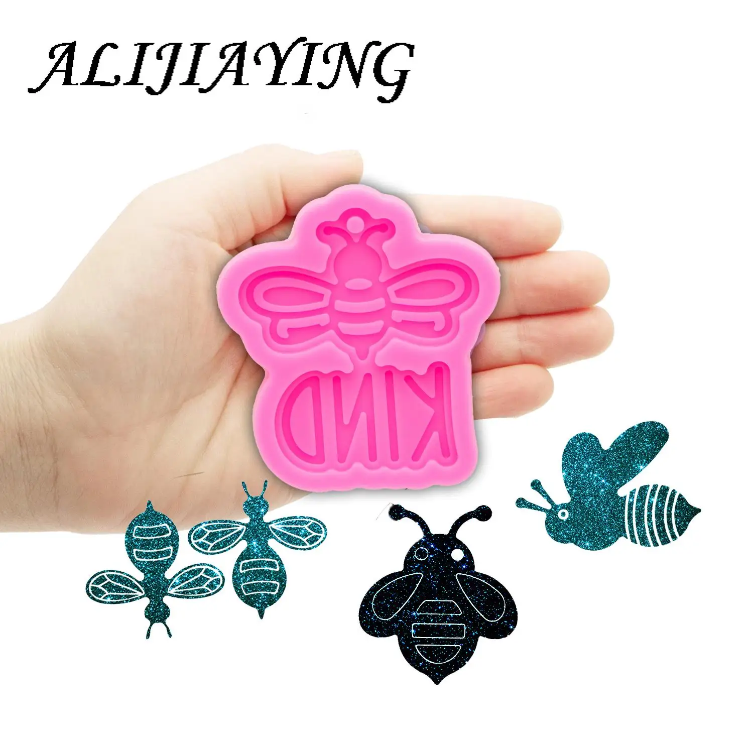 Shiny Silicone Honeycomb Resin Molds DIY for Funny Keychain , Bee Kind Epoxy Making Baking Equipment Silicone Mold DY1053