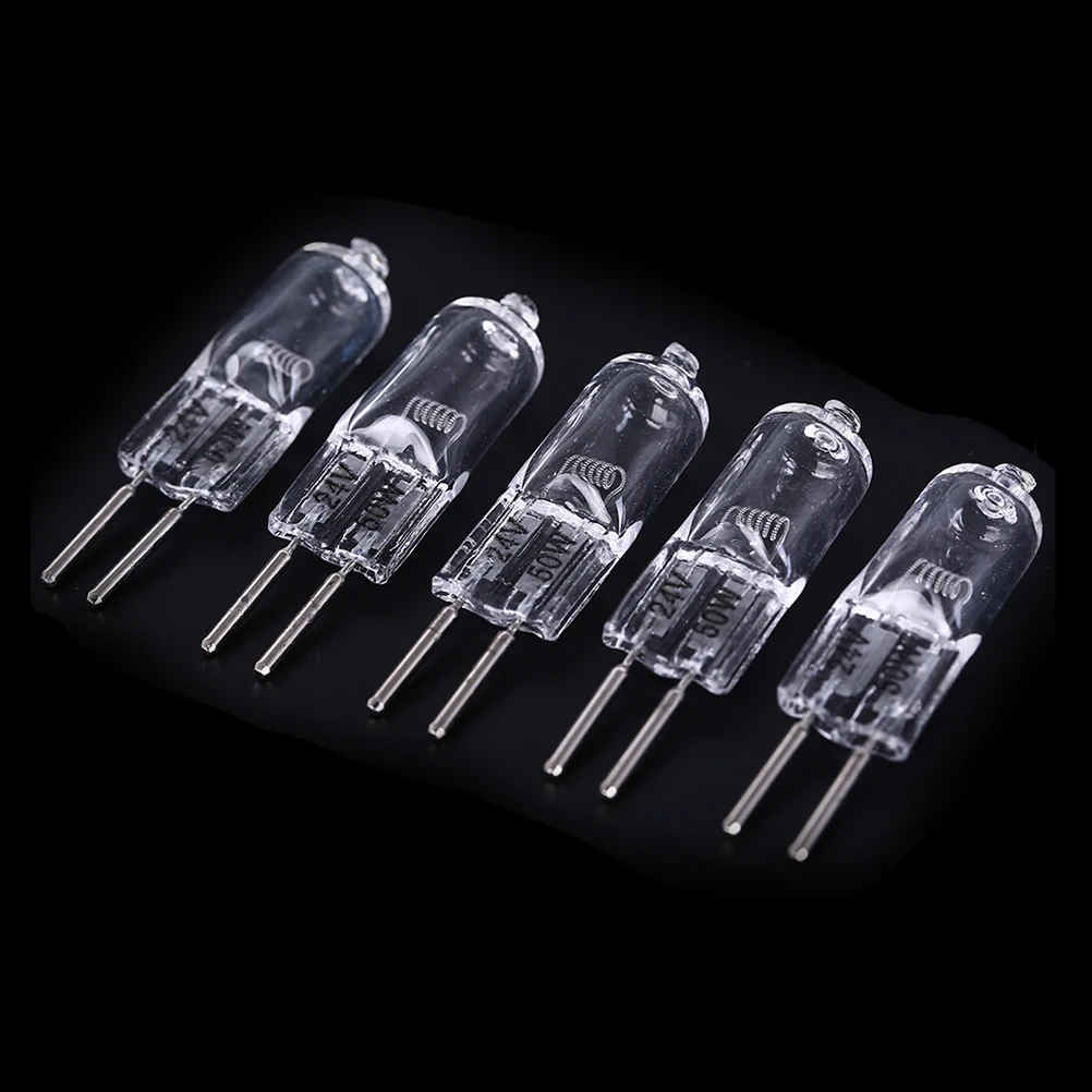 5pcs 24V 35W/ 50W 2900K Machine Work Lights Beads G5.3 Halogen Bulb Dedicated Lathe Tool Machine Work Lamp Warm White Clear Bulb