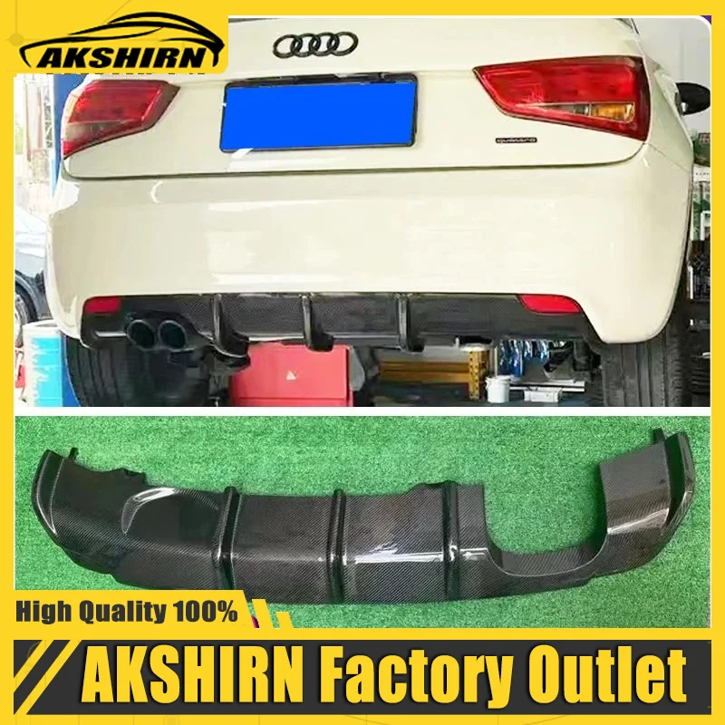 For Audi A1 Rear Lip Diffuser Real Carbon Fiber Bumper Single Side Double Output High Quality Car Body Kit 11-14 