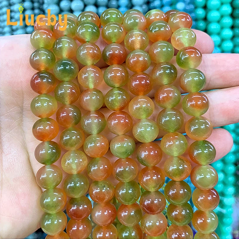 Smooth Natural Stone Mango chalcedony Beads DIY Subcultures Space Bracelet Accessories For Jewelry Making 15