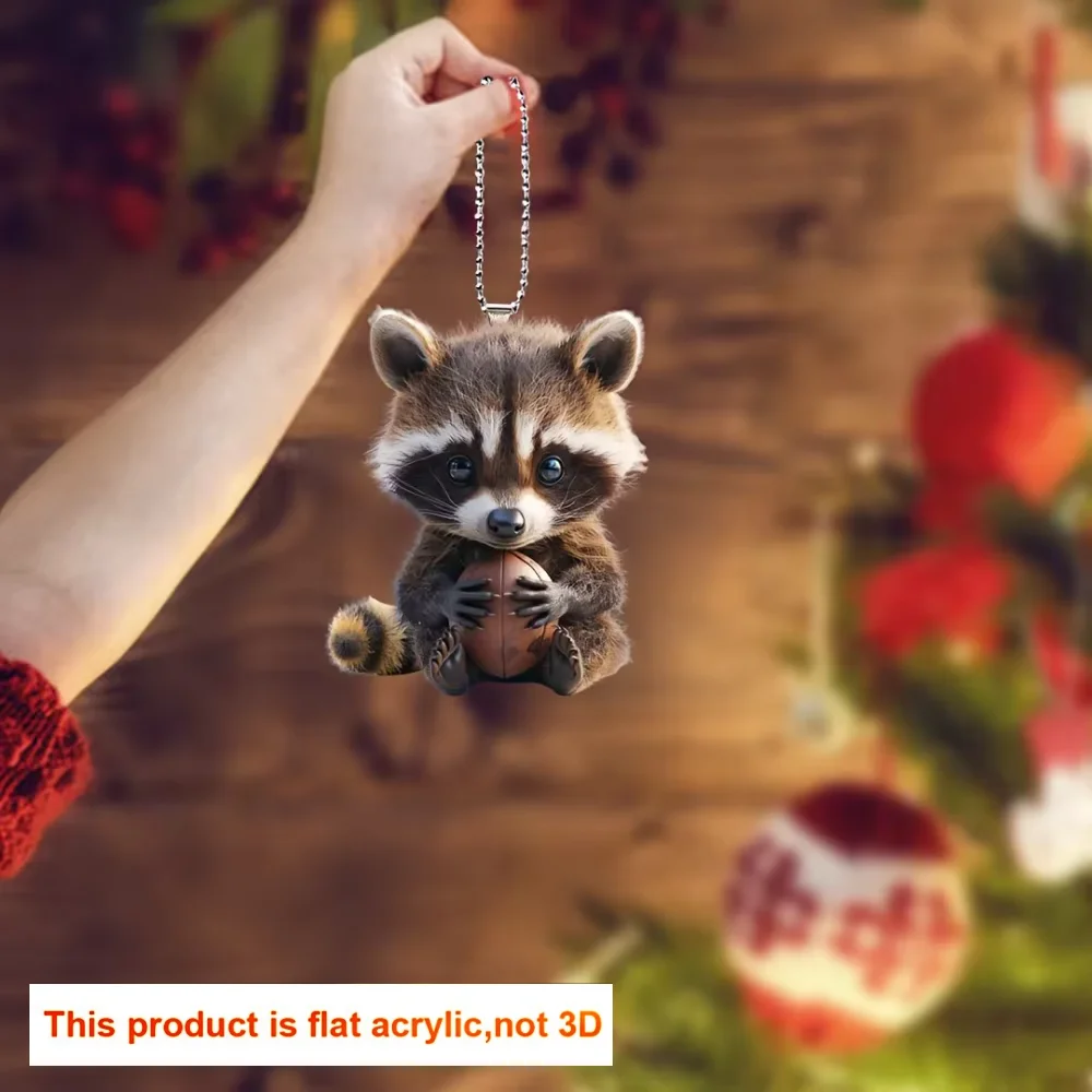 Cute Raccoon Rugby Pendant Versatile Charm Novelty Raccoon Keychain for Car Mirror,Backpack,Home,Graduation Festive,Gift & Decor