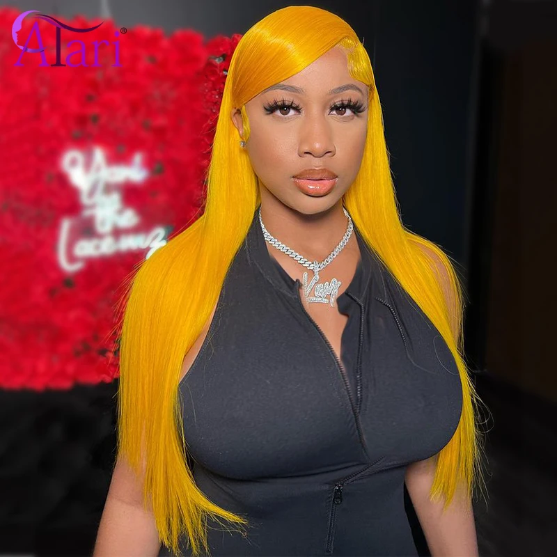 

Chrome Yellow 13x6 Lace Frontal Human Hair Wigs Transparent 13x4 613 Straight Body Wave Wig Light Yellow for Women Pre Plucked