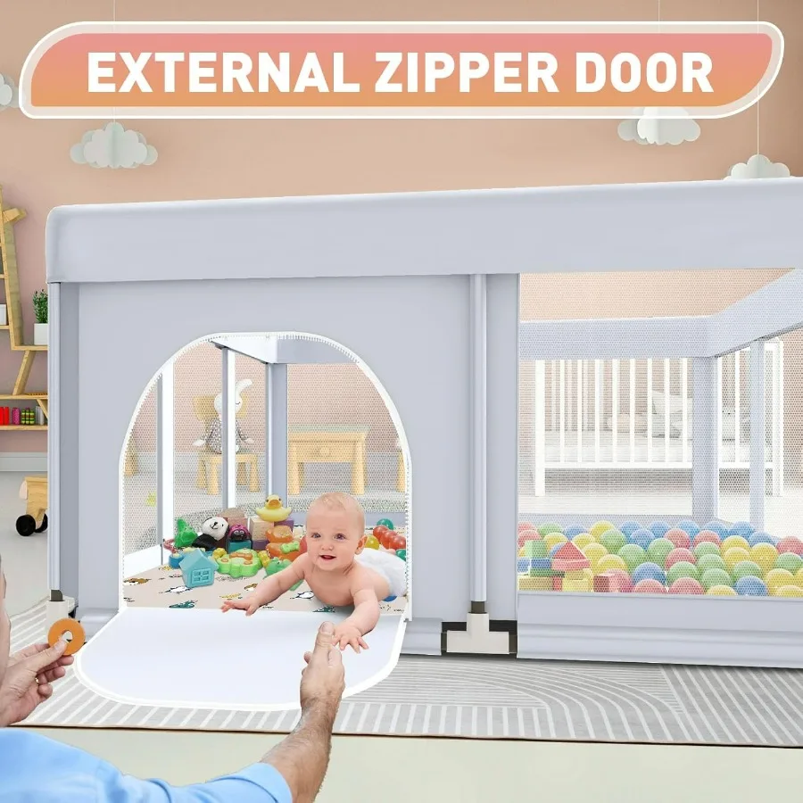 Box per bambini grande 74×50 con tappetino Playpen per neonati e bambini piccoli Canti da gioco per interni ed esterni con cancelli con cerniera Traspirante Me