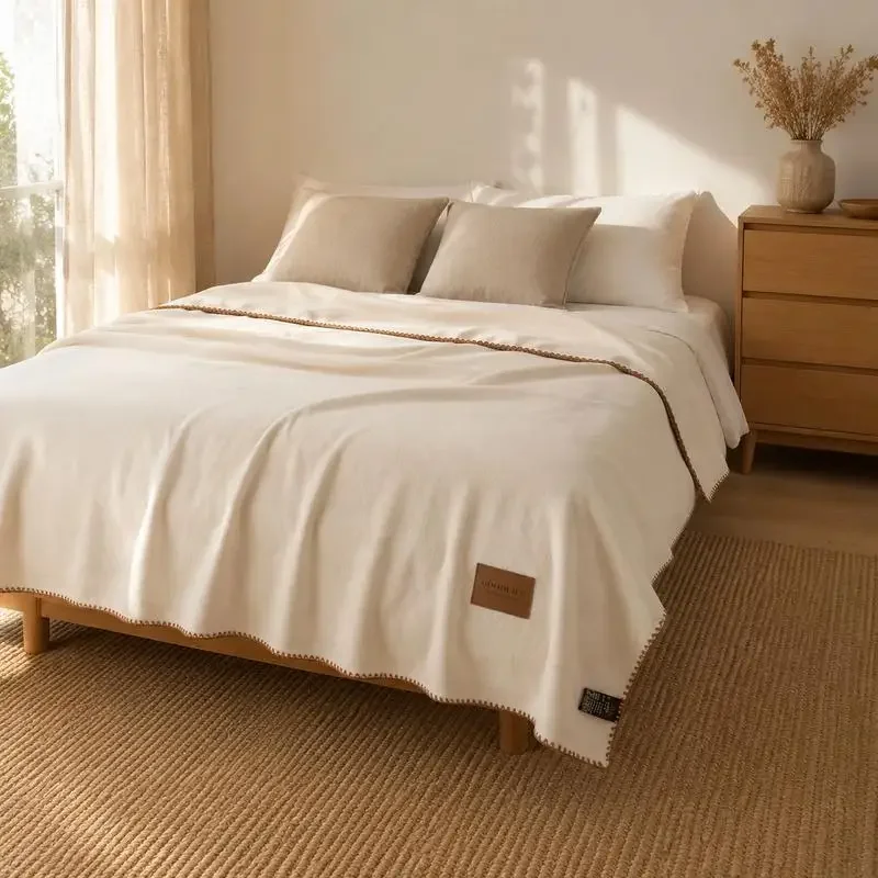 Fall Winter Simple Solid Artificial Lambswool Blanket Thickened Warm Multi-functional Blankets Soft Skin-friendly Cozy Blanket