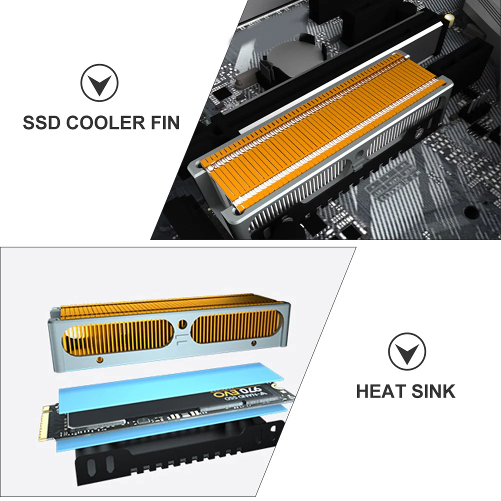 

Solid State Drive Heat Sink Copper Aluminum Alloy SSD Cooling Fin for Computer M2 Drives Fast Dissipation Inclined Wind Guide