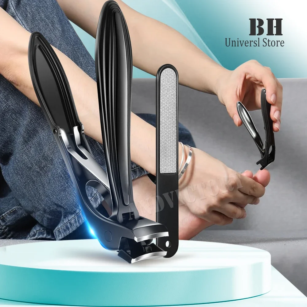 

2 шт. кусачки для ногтей с угловой головкой и пилочкой для ногтей, большие толстые ногти на ногах с широким отверстием, кусачки для ногтей, 2 шт.