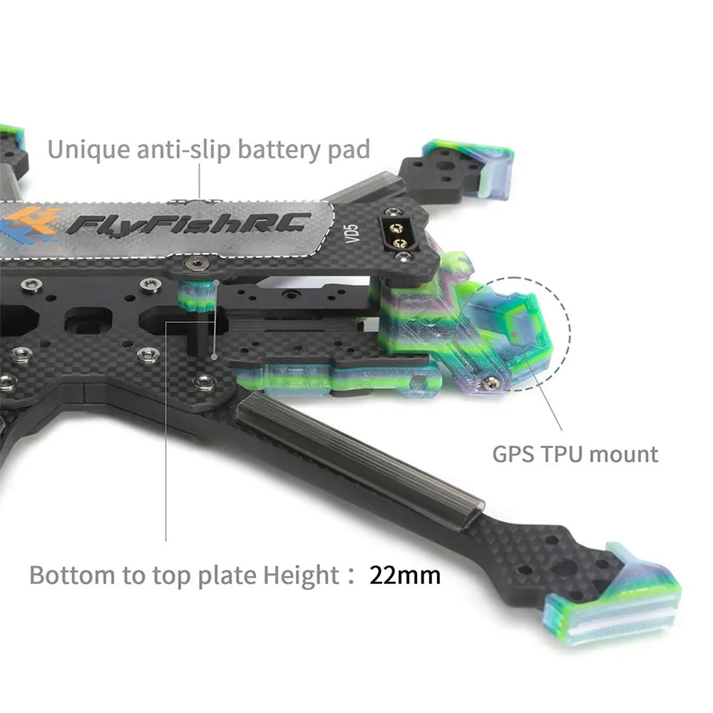 FlyFishRC Volador II VX5 / VD5 V2 T700 in fibra di carbonio 5 pollici Deadcat Freestyle Frame Kit supporto DJI O3 Air Unit per RC Drone FPV