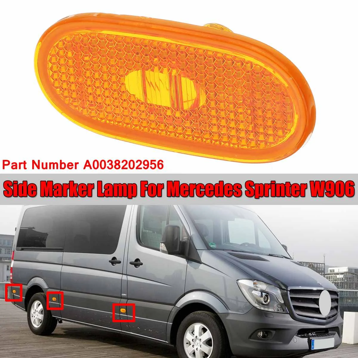 New Car Light Side Marker Lamp Turn Signal For Mercedes For Benz Sprinter W906 2006+ Car Shape Amber Side Lamp Light A0038202956