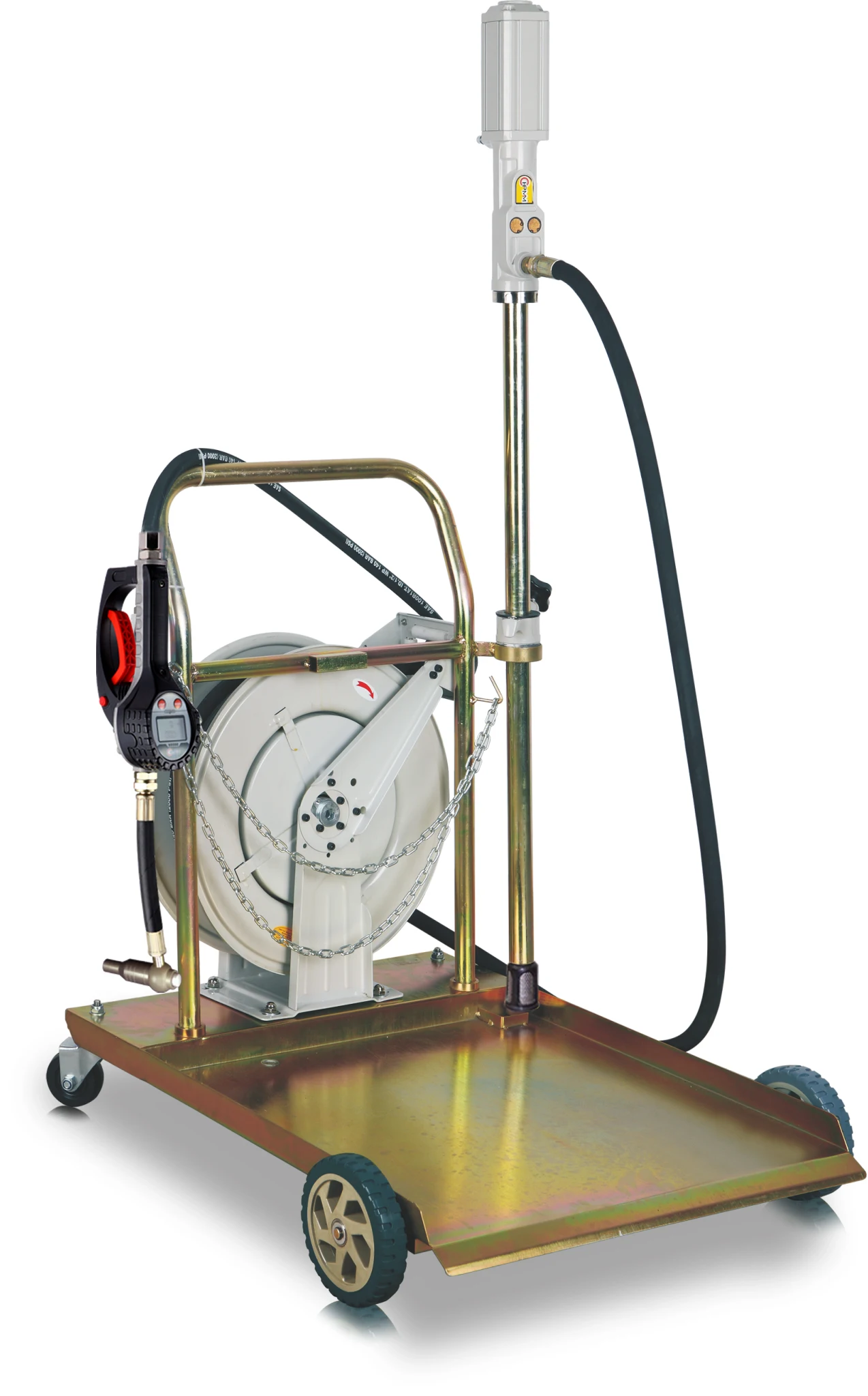 HPMM Mobile thin oil filling set for 180-200kg drum with hose reel 3:1 mobile pump unit