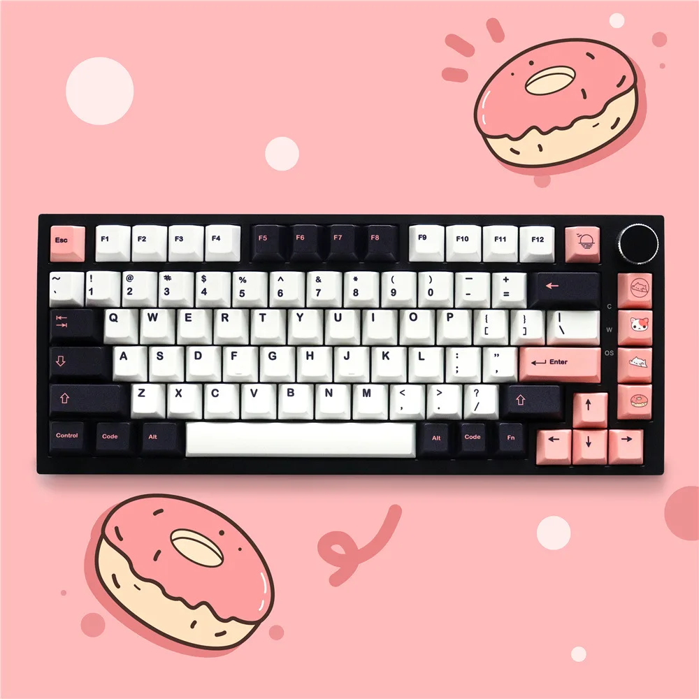 Olivia keycap pink original height PBT sublimation small full set of mechanical keyboard cap 64/87/104