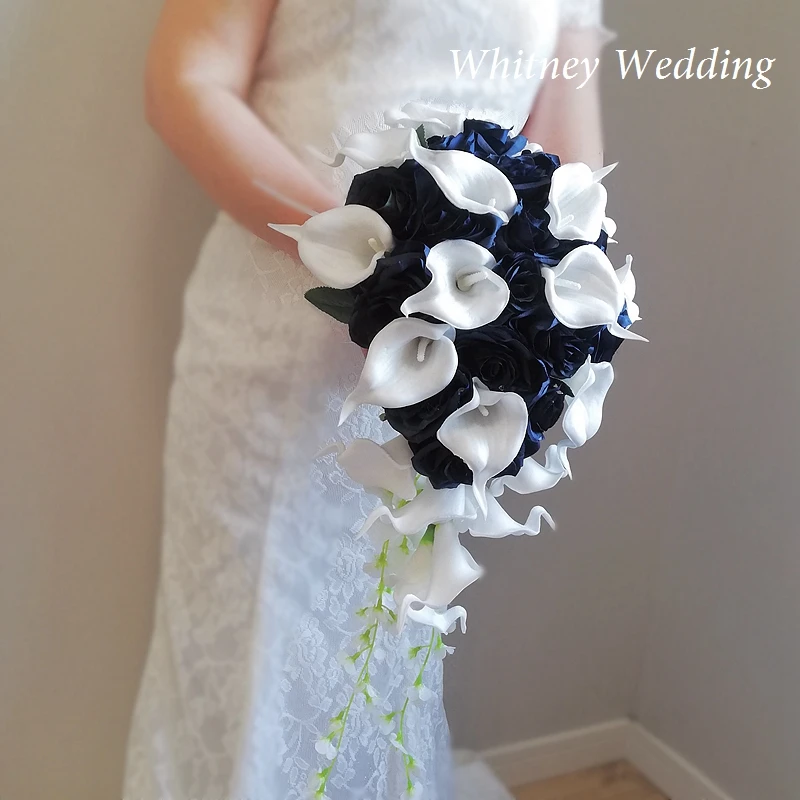 Navy Blue Bridal Bouquet Wedding Bouquets Wedding Decoration Rose Brooch  Flowers Bridal bouquets Buquê de Casamento