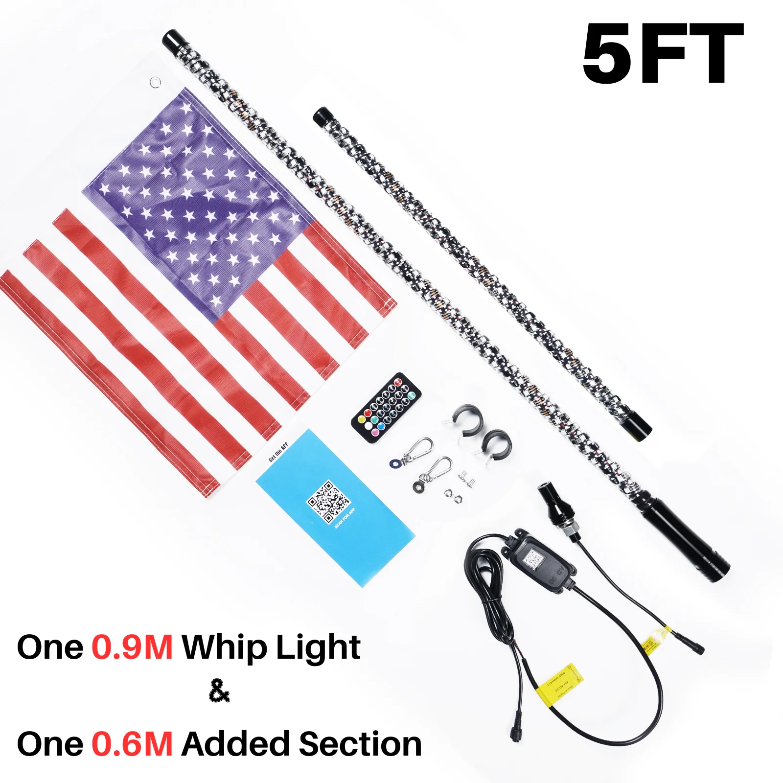 1Pc 4/5/6FT LED Zweep Licht Splitable APP Afstandsbediening Ambient LED Licht voor UTV ATV Polaris RZR Can-Am Maverick X3 UTV ATV RZR