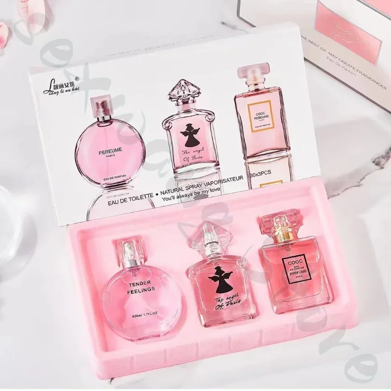 Beautiful girl Paris Angel three-piece little black dress women's perfume fresh and long-lasting light fragrance gift box set