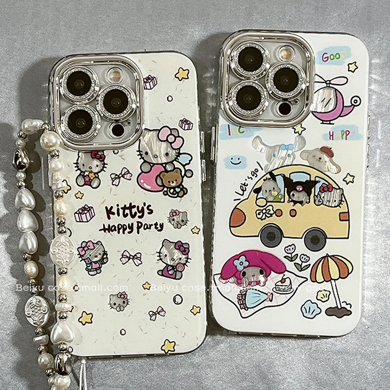 Sanrio Kawaii Hello Kitty Apple 15Promax Mobile Phone Case Iphone14 New 16Promax Girly Heart 14Pro Anti-Fall Protective Case