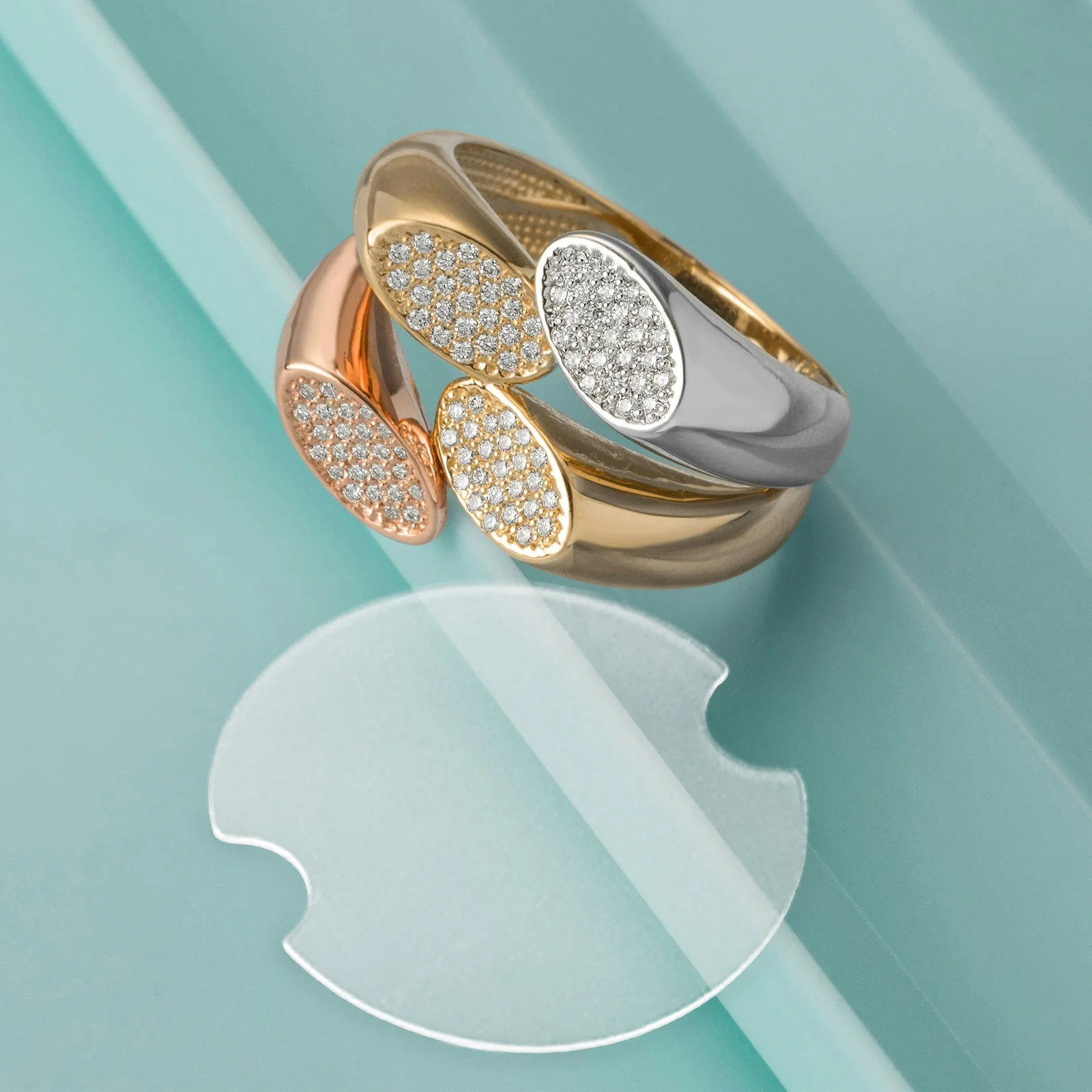 

50Pcs Ring Display Cards Round Plastic Jewelry Holder Compact Portable Organizer Ring Showcase Storage Stand Rings Display Stand