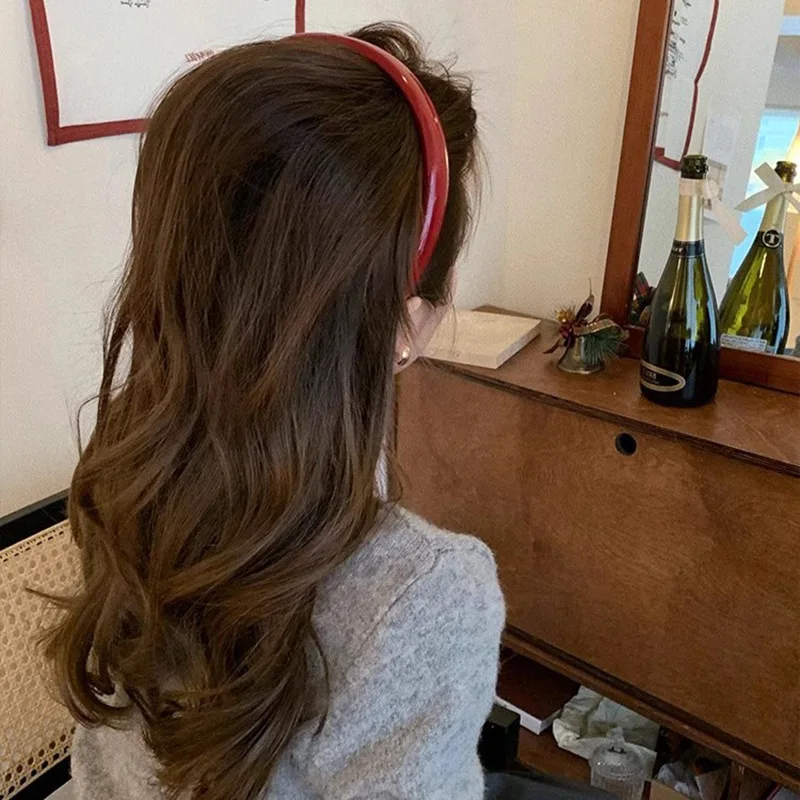 Vintage PU couro Headband para mulheres, cabelo vermelho bandas, cabelo acessórios para meninas, Headwear