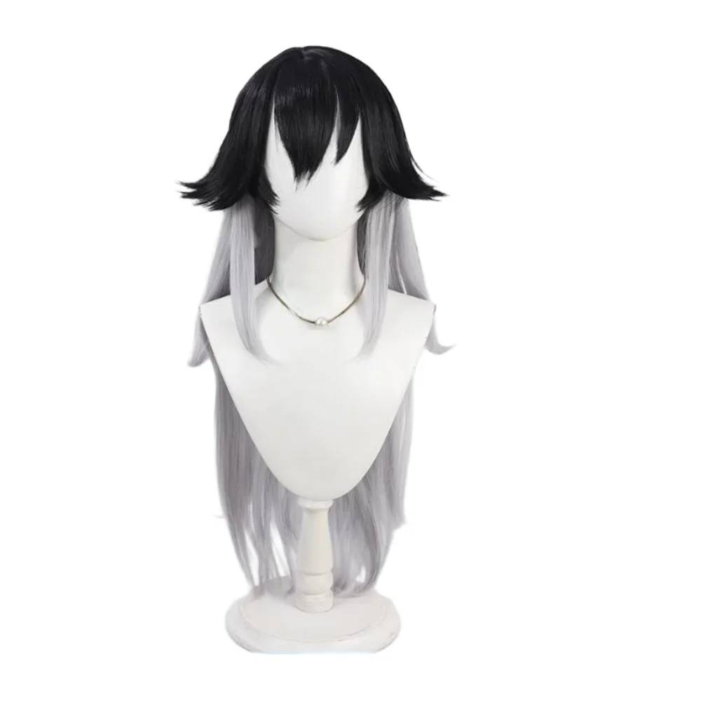 K Cosplay Wigs Nikke The Goddess of Victory K 90cm Synthetic Hair Long Straight Black Mixed Gray Cos Wig Heat Resistant