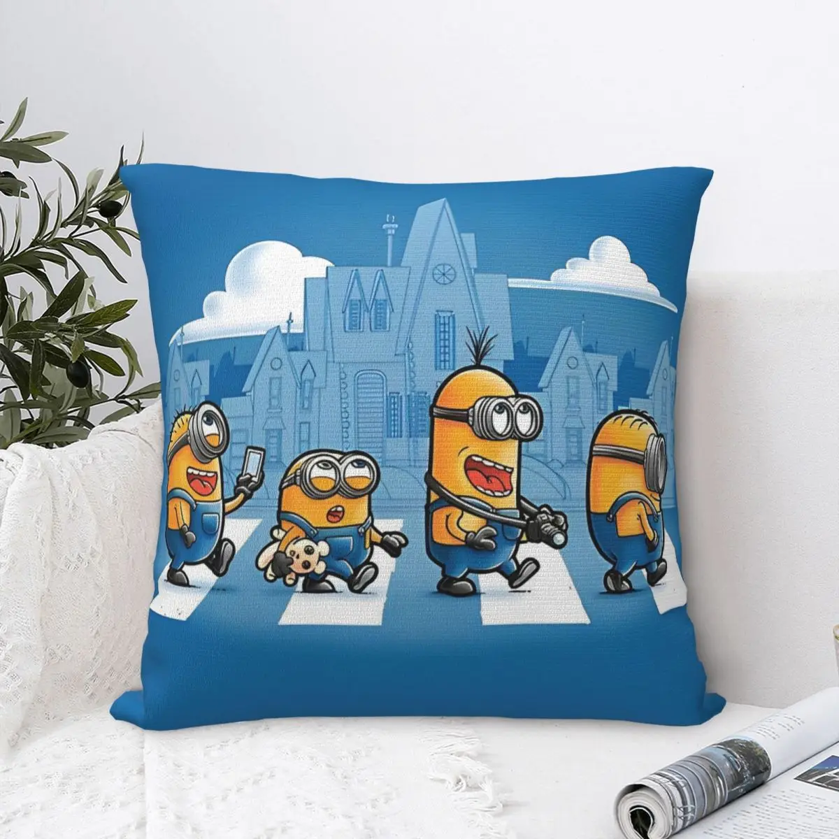 

Minions Road Square Pillow Case Decorative Pillow Cartoon Funny Comedy Custom Pillowcase