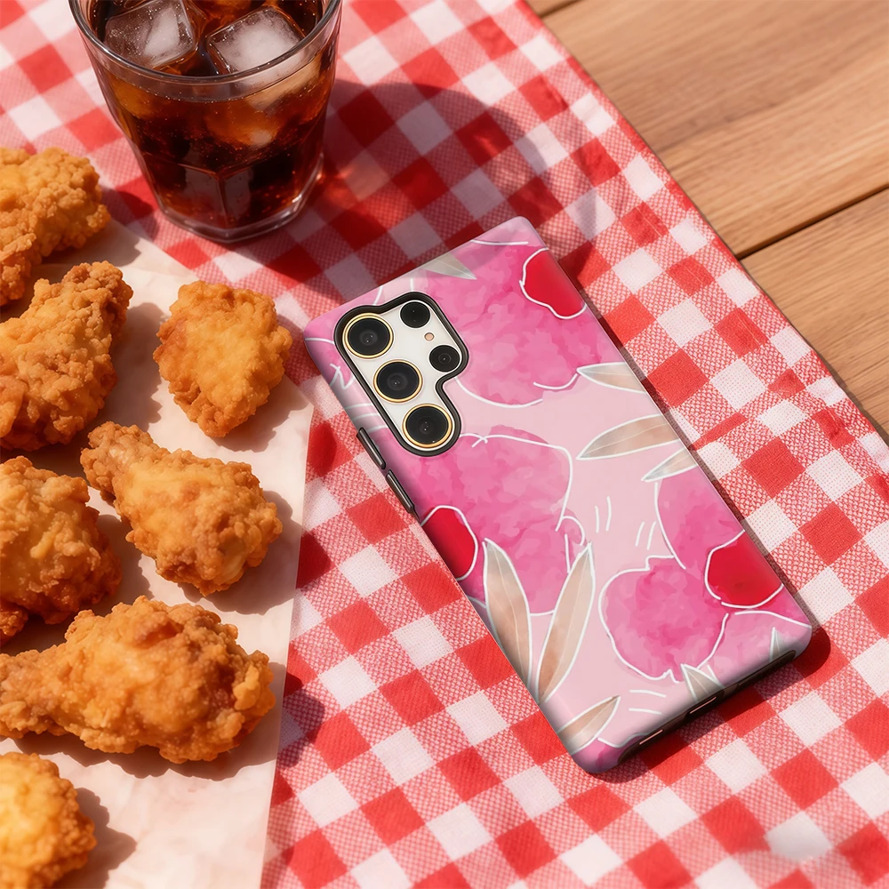 Funda de teléfono con flores de acuarela rosa para Samsung Galaxy S25 Ultra S24 S23 Ultra Plus, funda trasera de doble capa a prueba de golpes