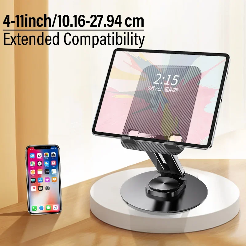 360° Rotatable phone Tablet Dual Purpose Holder Adjustable Foldable Desktop Stand Holder Compatible For iphone15 ipad Samsung