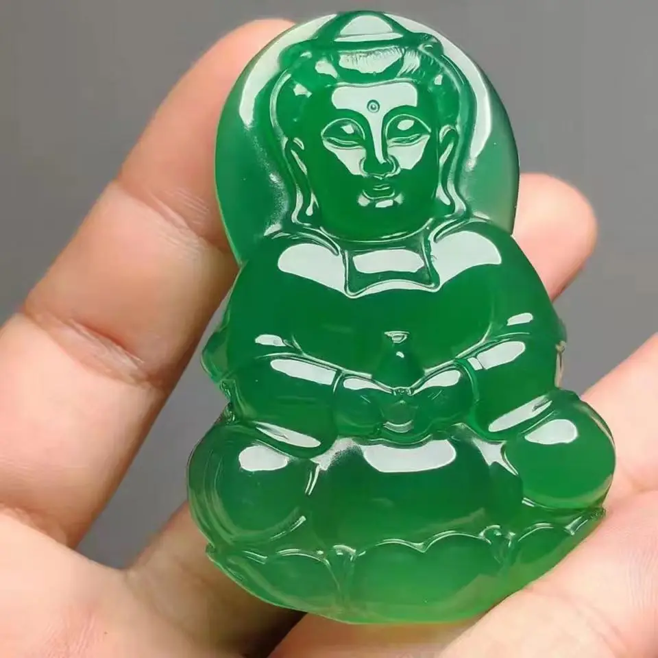 

Натуральный Мьянманский жадеит, зеленый нефритовый кулон, ожерелье Гуаньинь для мужчин и женщин, ювелирные изделия, натуральная цепочка для свитера из бирманского нефрита класса А