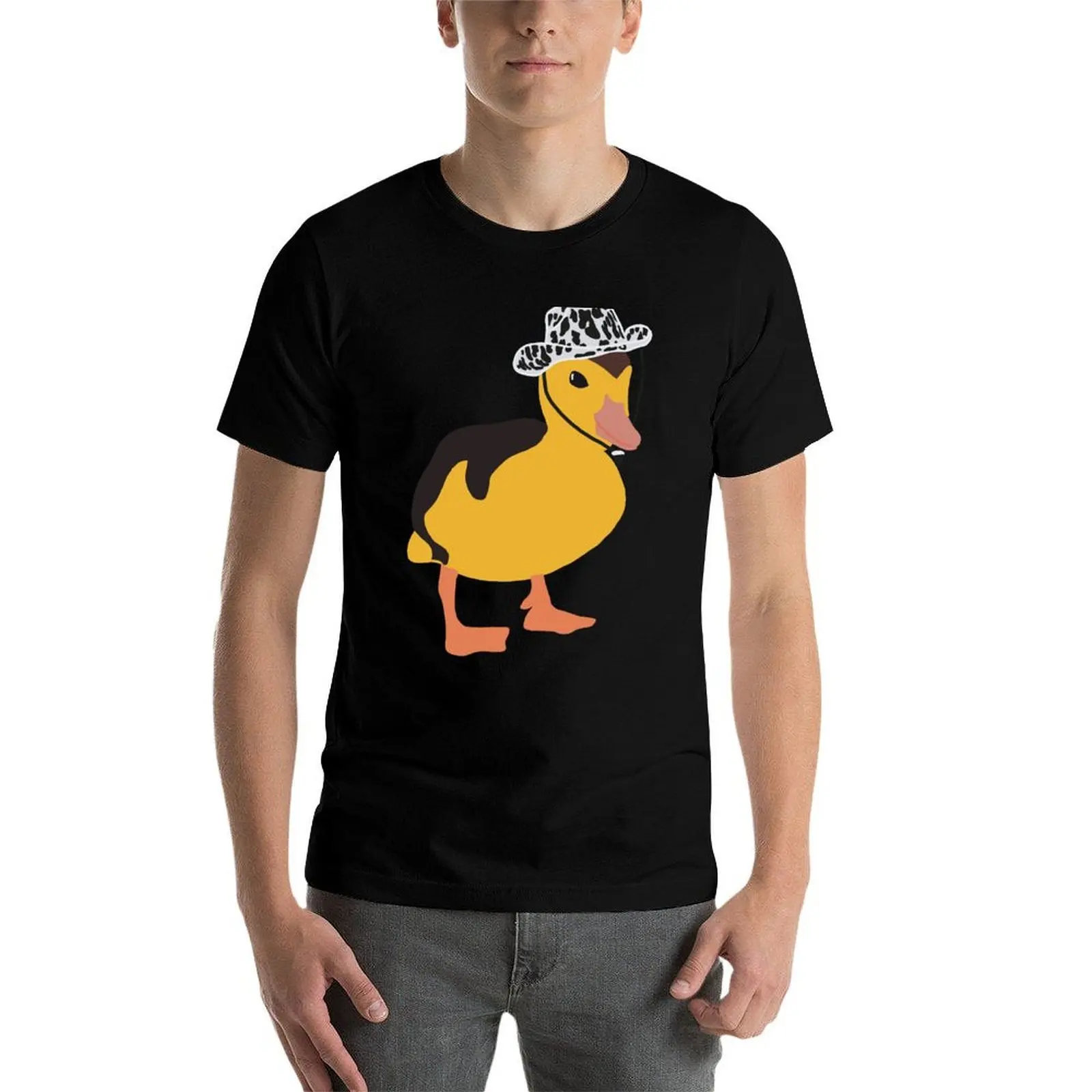 

Cowboy duck Sticker T-Shirt black cotton t-shirt plain for man package t shirts with prints T-Shirt