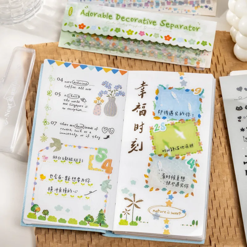 

40 stickers per pack Cute Divider Series Decorative Collage Cute Background for DIY Bullet Journals