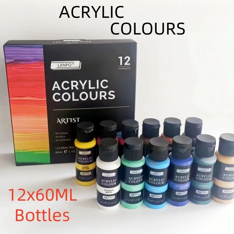 Acrylic paint Set 60ML 12/24/36 Color Glass paint Textile Painting Hand-painted wall painting DIY graffiti does not fade