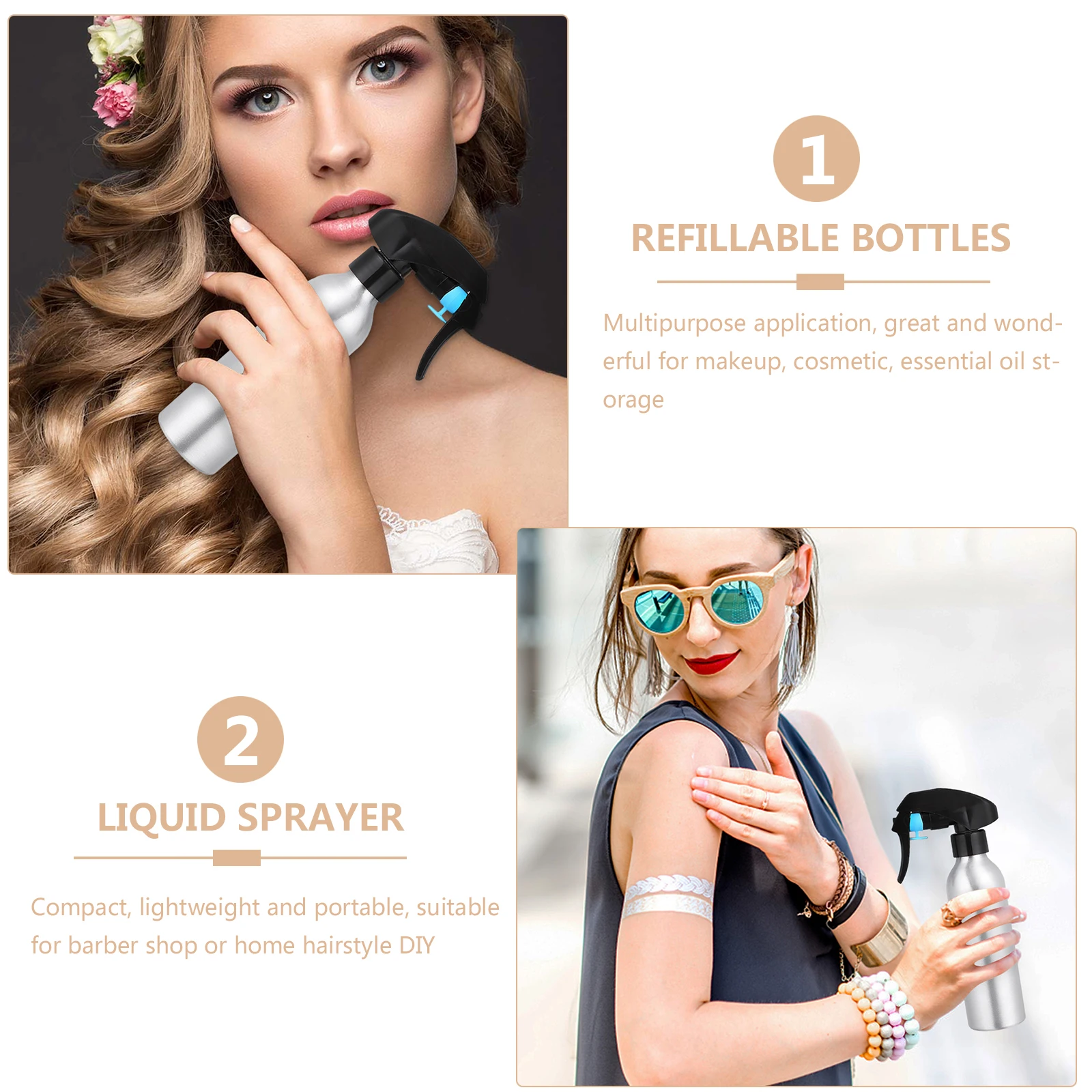 

1pc Refillable Bottles Small Aluminum Spray Misting Practical Portable Travel Essential Oil Storage Lightweight