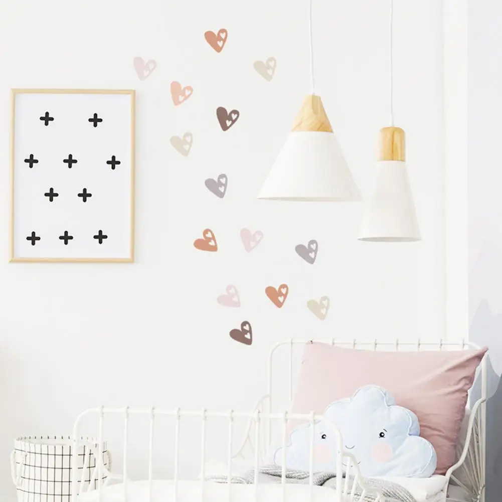 Durable Wall Sticker Waterproof Decorative No Residue Girls Room Heart-shaped Wall Window Sticker Decoration