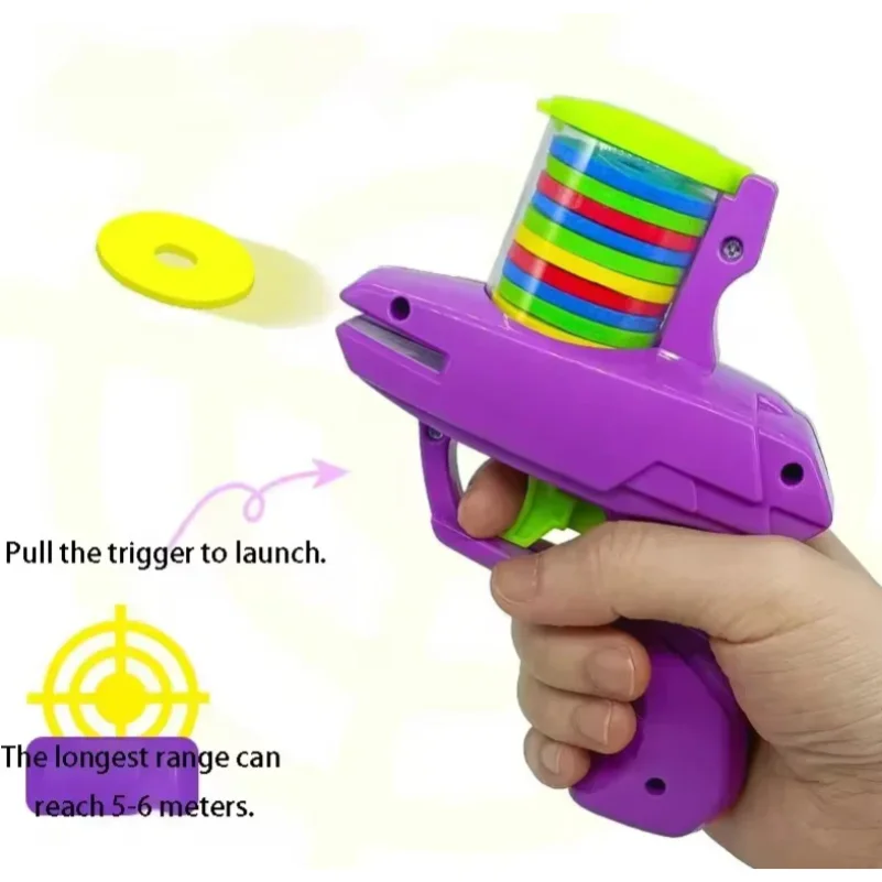 

Pet Flying Disc Launcher Toy Durable Chew Resistant Interactive Play Toy with 15 Reusable Foam Discs for Cats Dogs