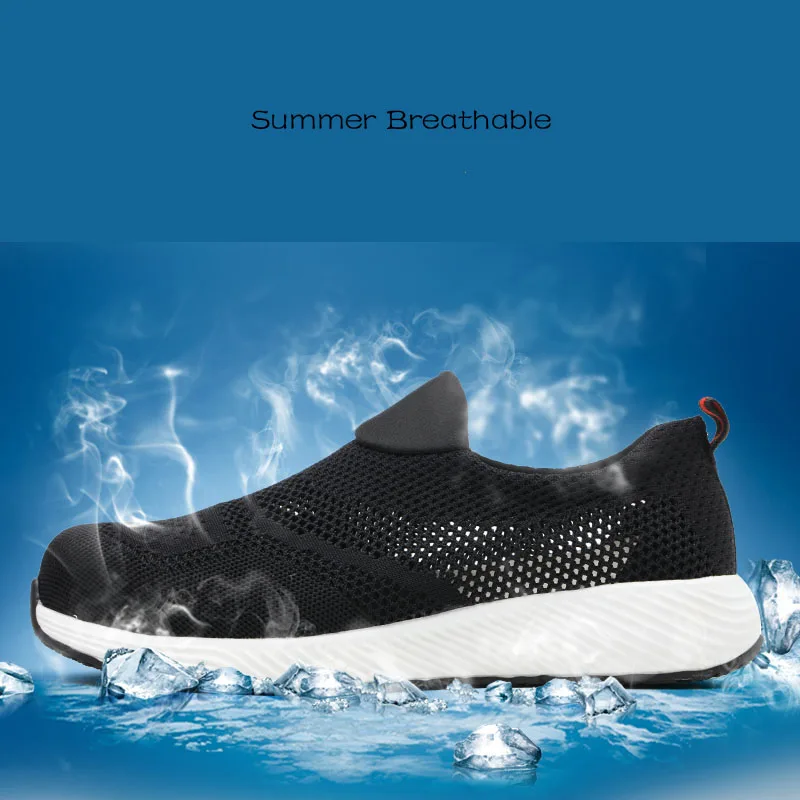 Summer Mesh Light Work Sneakers Steel Toe Protective Work Safety Shoes Men Women Breathable Construction Shoes Work Boots Men