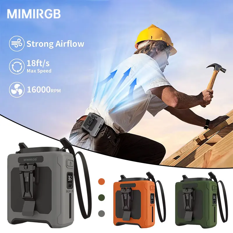 

Портативный поясной вентилятор 10000 мАч с Power Bank Светодиодное освещение Подвесной вентилятор на шею 5-скоростной охлаждающий вентилятор с сильным воздушным потоком для работы на открытом воздухе