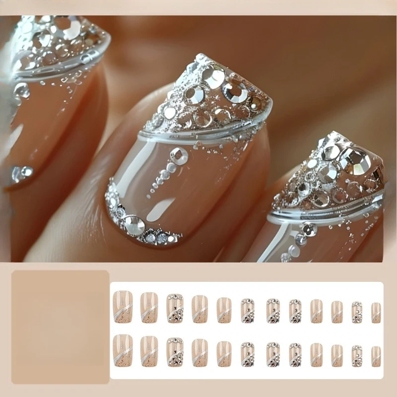 

Носимые съемные блестящие накладные накладки для ногтей Flash Diamond Queen Fan