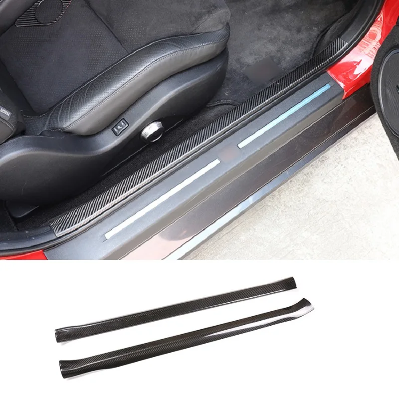 

Real Carbon Fiber Car Inner Door Sill Guards Plate Panel Trim Car Accessories For Nissan GTR R35 2008-2016