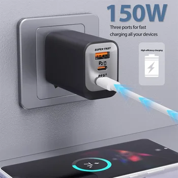 USB Type C 150W Charger USB QC3.0 Fast Charging Mobile Phone Charger Travel Adapter For iPhone 17 Samsung Xiaomi EU/UK/US Plug 1