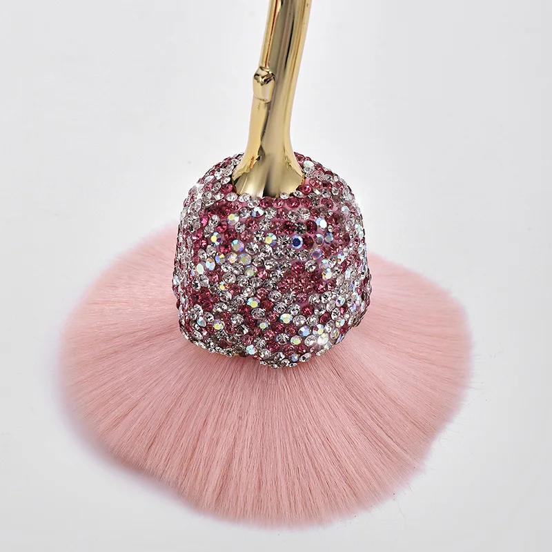 Pinceau de maquillage en strass en forme de fleur, grand pinceau de maquillage pour poudre pour le visage, poudre anti-poussière, fond de teint, pour le maquillage des ongles également