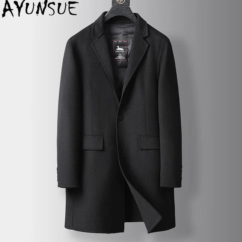 

AYUNSUE 70% Wool Jacket Men Winter Clothes 90% White Duck Down Liner Business Casual Mens Coats Slim Fit Casaco Masculino