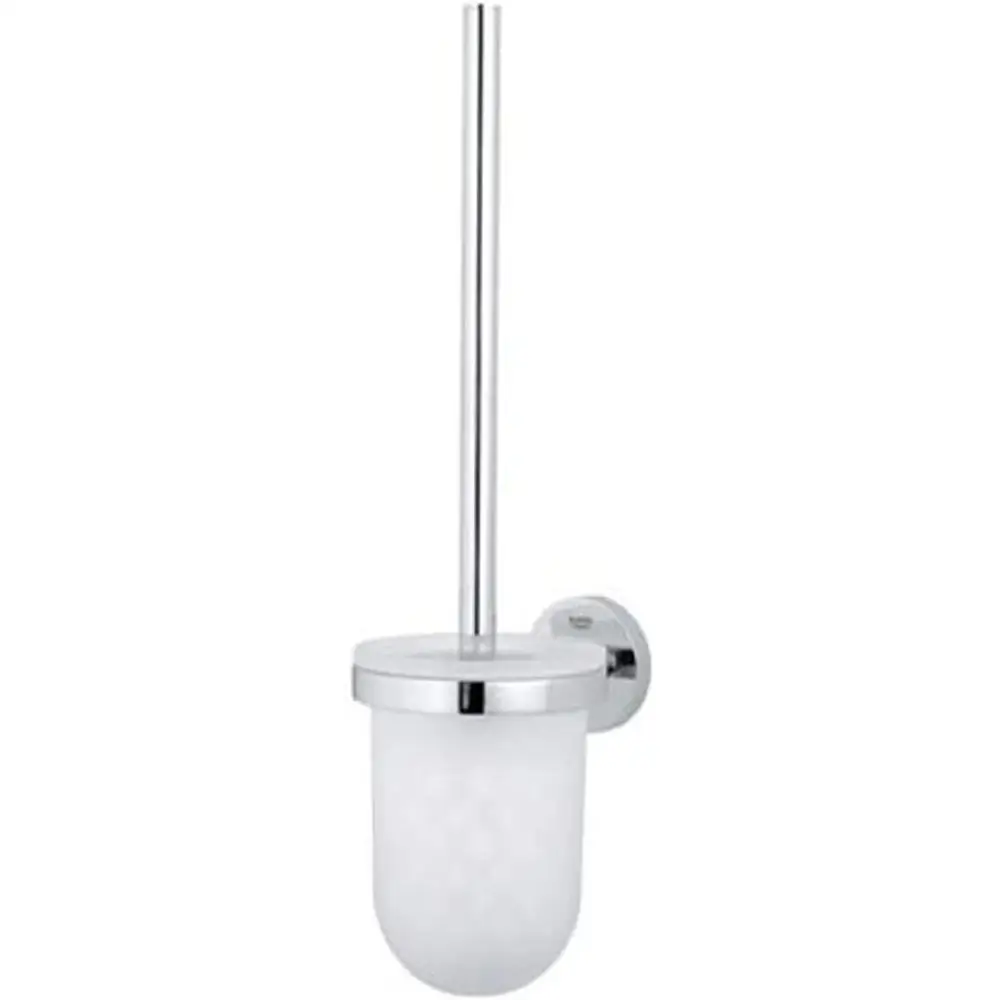 Essentials Toilet Brush Set Chrome Wall Mounted Glass Metal Construction Concealed Fastening Scratch Resistant Starlight Finish