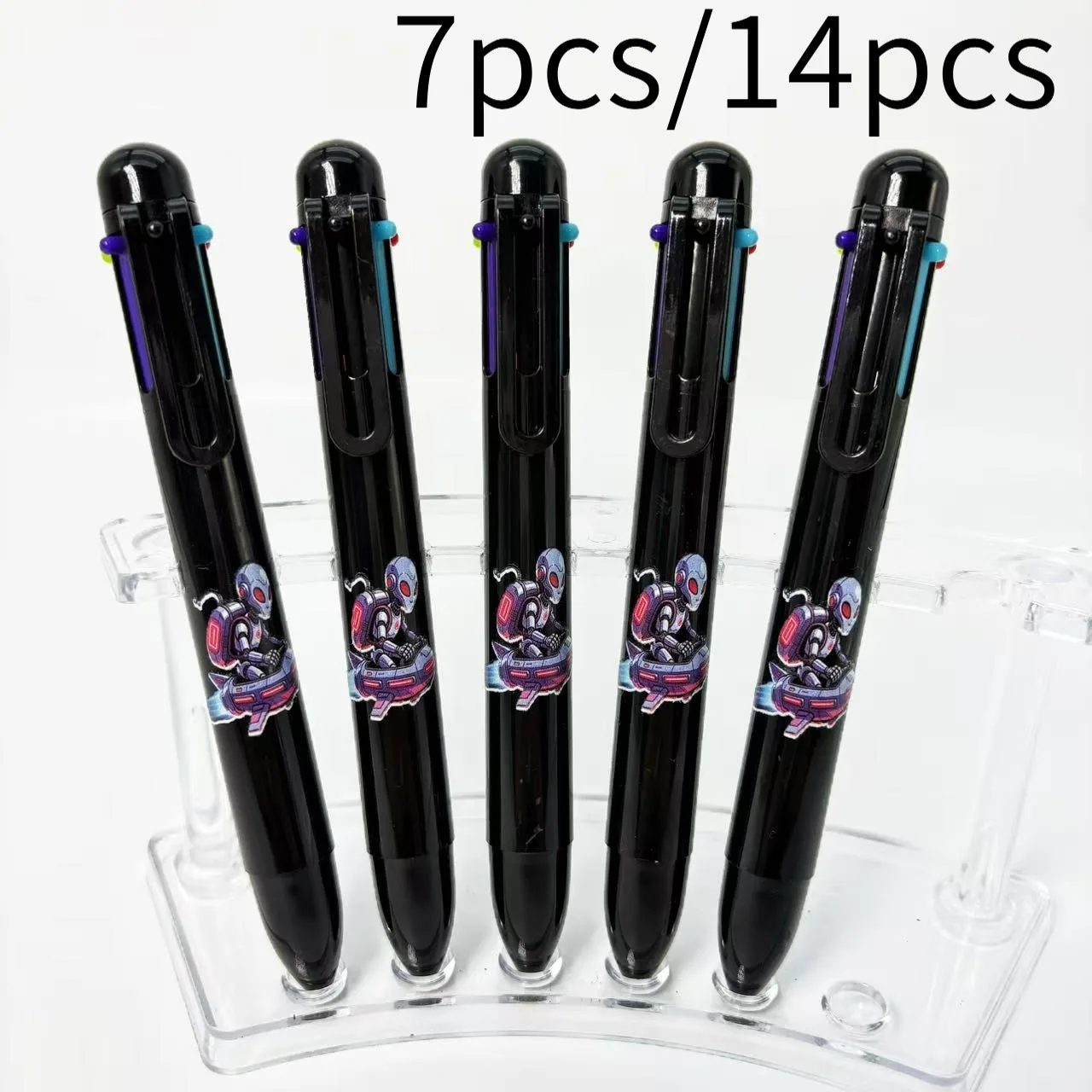 

7pcs/14pcs Alien Series Six Color Printing Pen Multi Color Ballpoint Pen Office Drawing Marking Key Ballpoint Pen