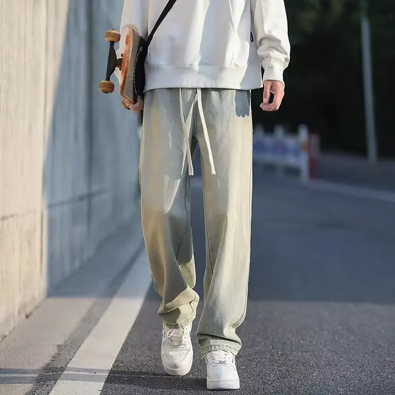 

Casual Youthful Men's Jeans High Waist Wide Leg Pants Spring Autumn Versatile Loose Fit Workwear Trousers Korean Sle
