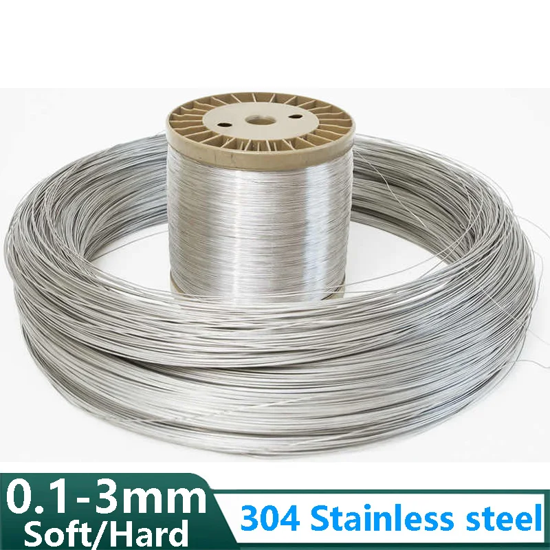 

2-100M Soft/Hard 304 Stainless Steel Steel Wire Rope Diameter 0.1-3mm Single Strand Lashing Rust Prevention Iron Wire